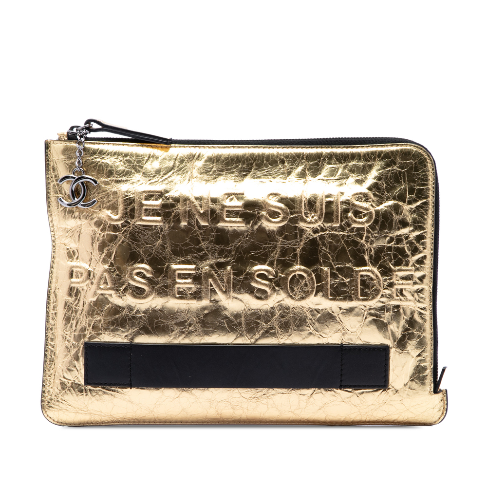Pre-Loved Chanel Metallic Lambskin Je Ne Suis Pas En Solde Clutch
